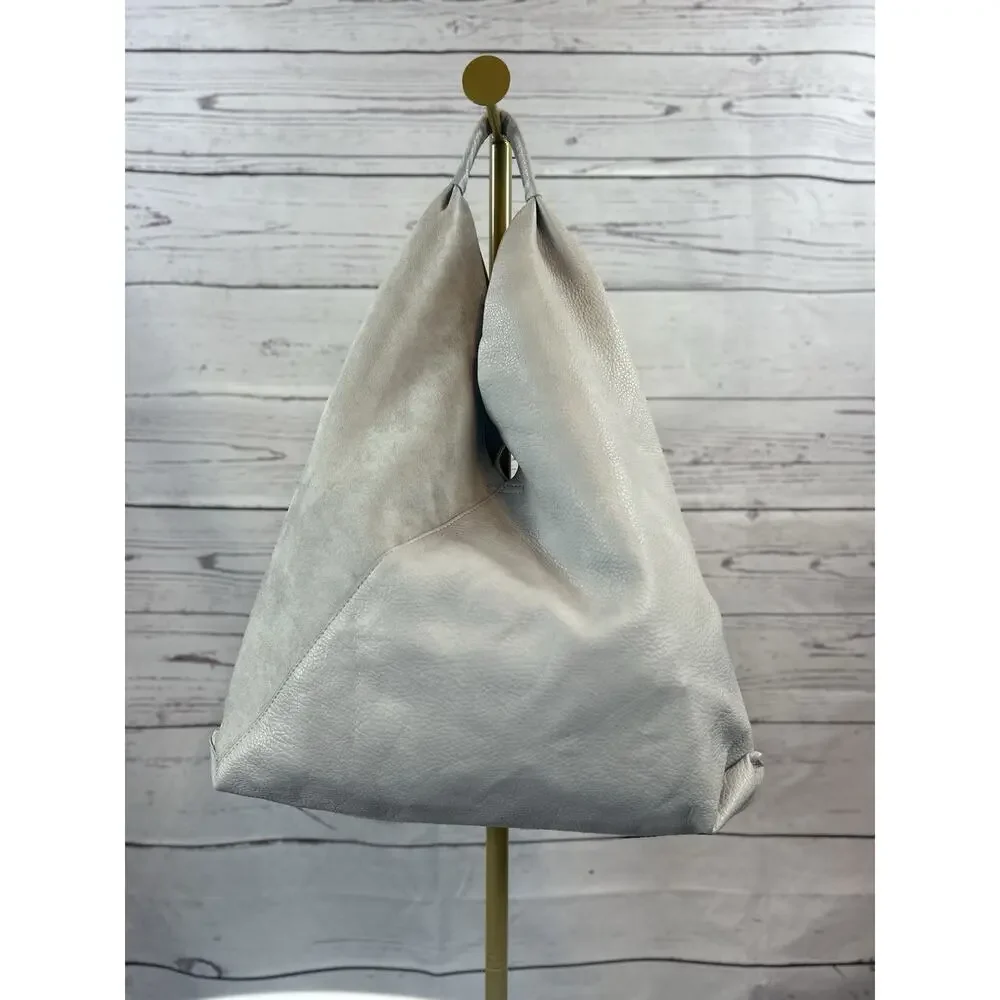Shiraleah Jumbo Slouch Tote Bag Gray Faux Leather Oversized Shoulder Hobo Bag